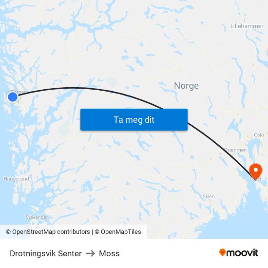 Drotningsvik Senter to Moss map