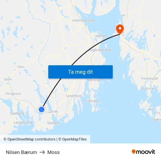 Nilsen Bærum to Moss map