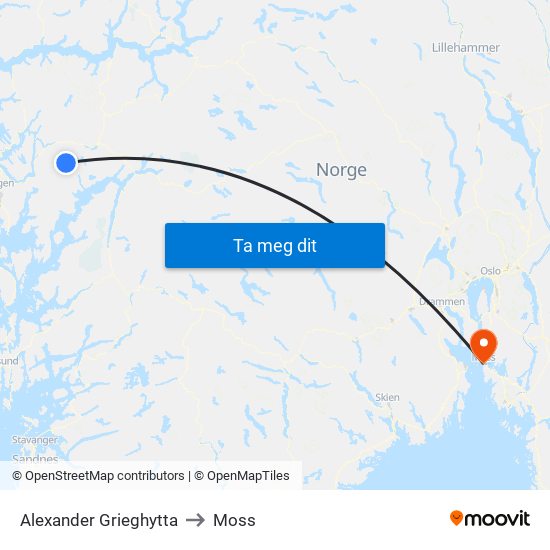 Alexander Grieghytta to Moss map