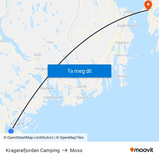 Kragerøfjorden Camping to Moss map