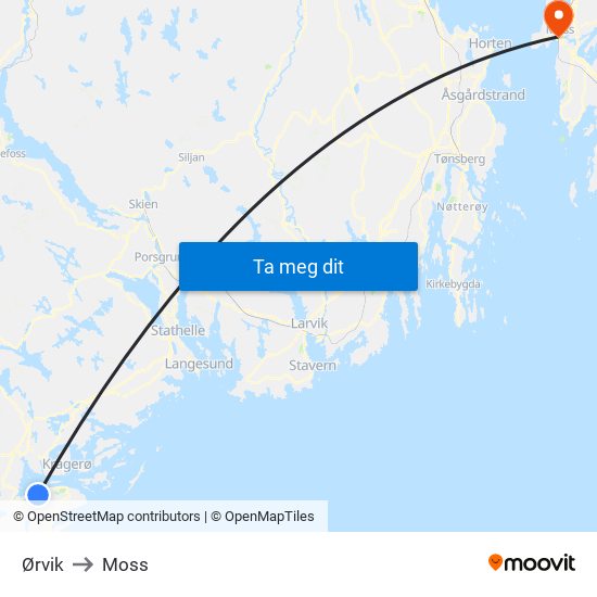 Ørvik to Moss map