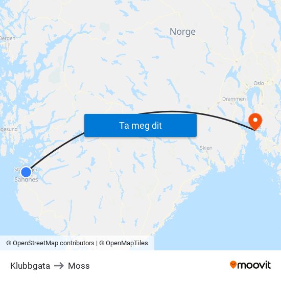 Klubbgata to Moss map