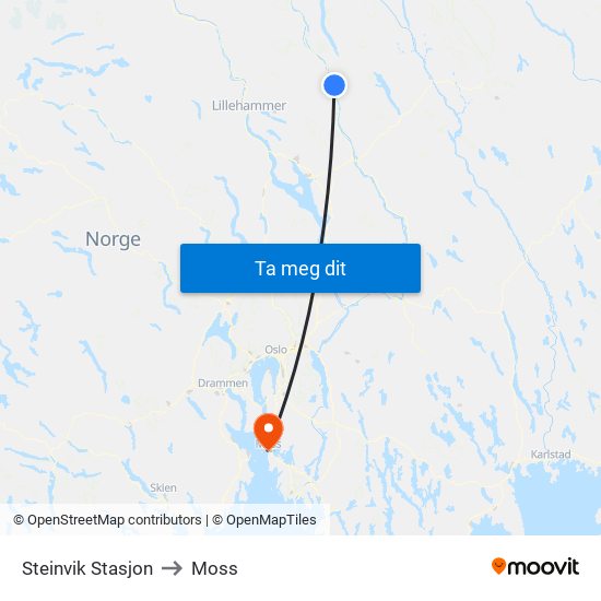 Steinvik Stasjon to Moss map