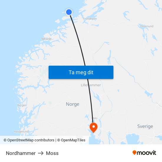 Nordhammer to Moss map