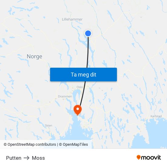 Putten to Moss map