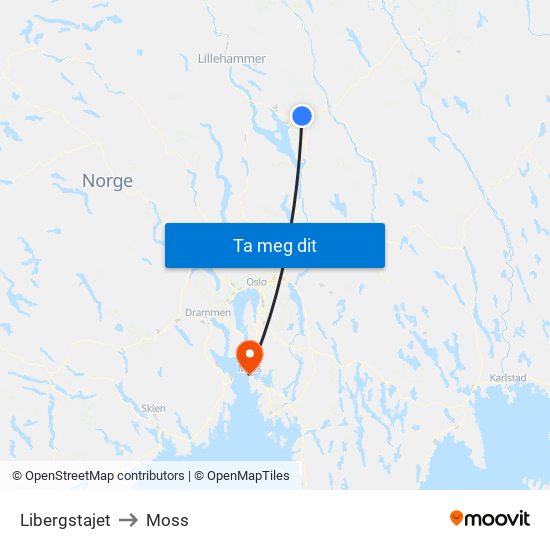 Libergstajet to Moss map