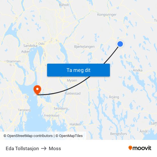 Eda Tollstasjon to Moss map