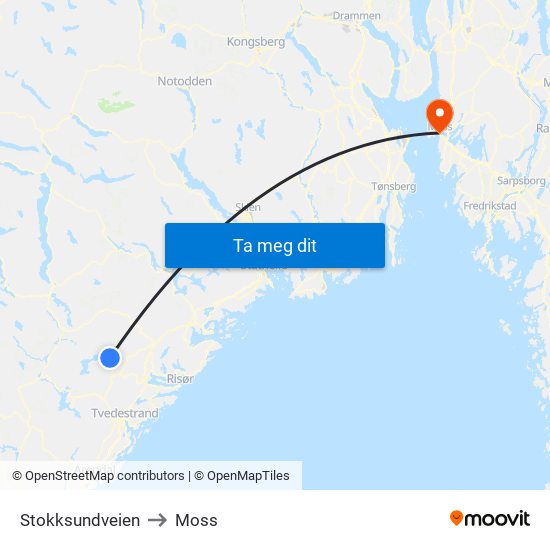 Stokksundveien to Moss map