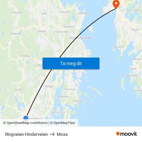 Ringveien Hinderveien to Moss map