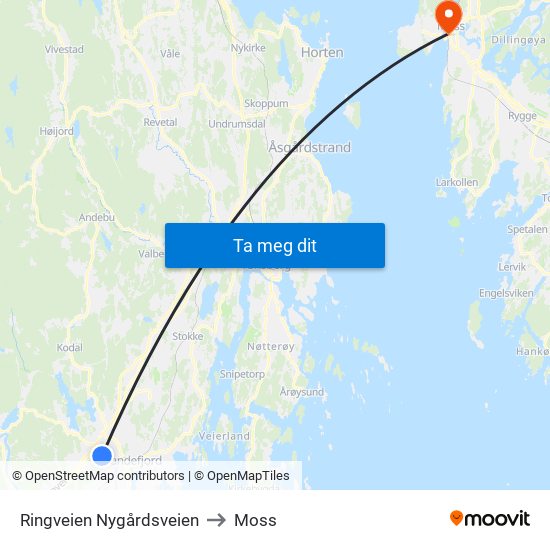 Ringveien Nygårdsveien to Moss map