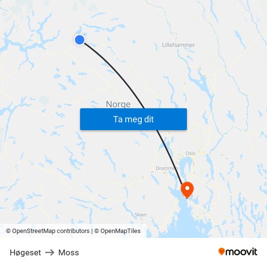 Høgeset to Moss map