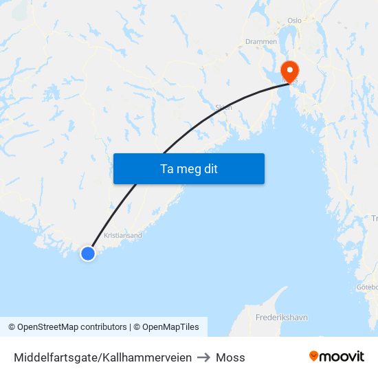 Middelfartsgate/Kallhammerveien to Moss map