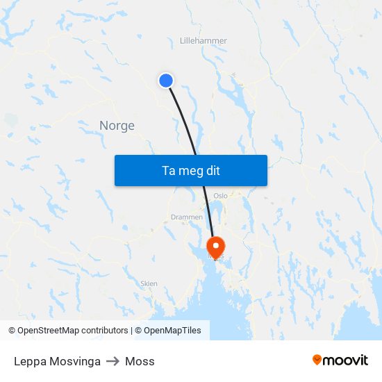 Leppa Mosvinga to Moss map