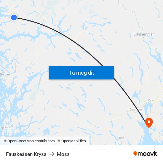 Fauskeåsen Kryss to Moss map