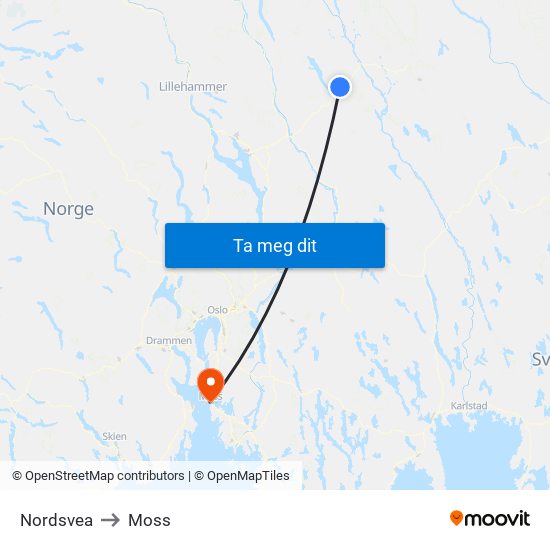 Nordsvea to Moss map