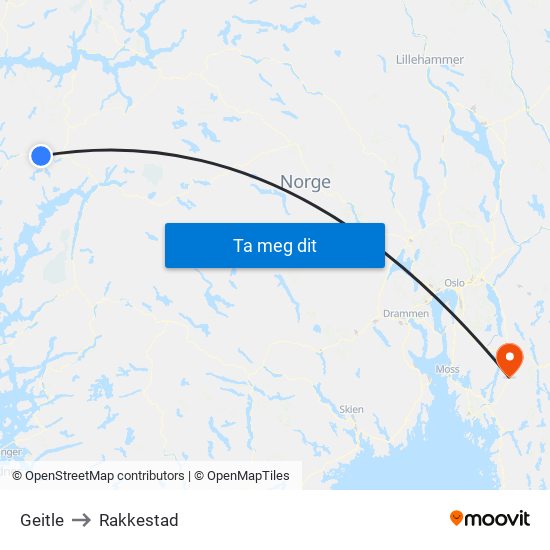 Geitle to Rakkestad map