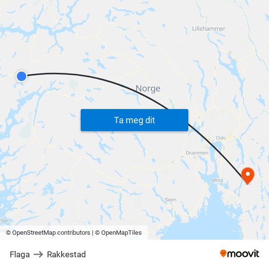 Flaga to Rakkestad map