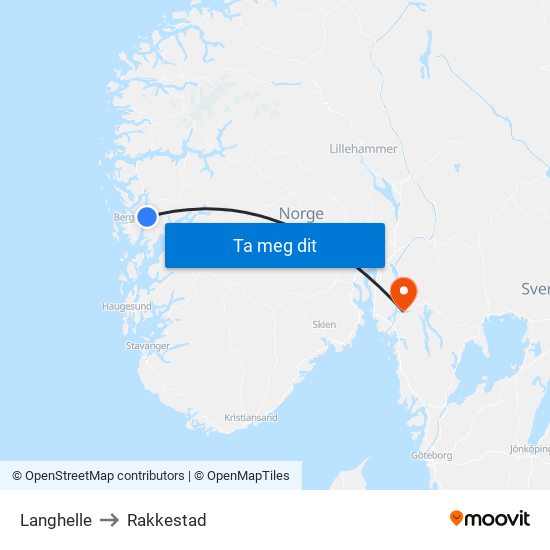 Langhelle to Rakkestad map