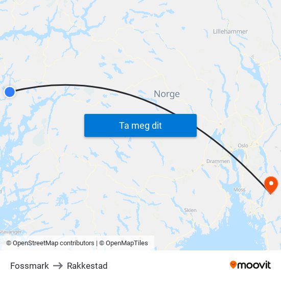 Fossmark to Rakkestad map