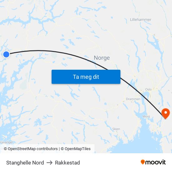 Stanghelle Nord to Rakkestad map