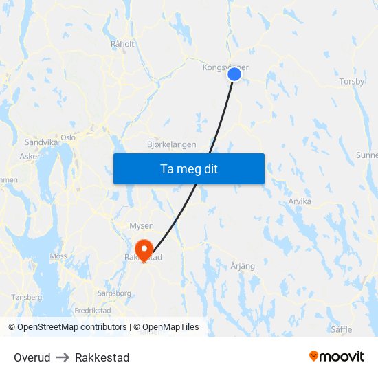 Overud to Rakkestad map