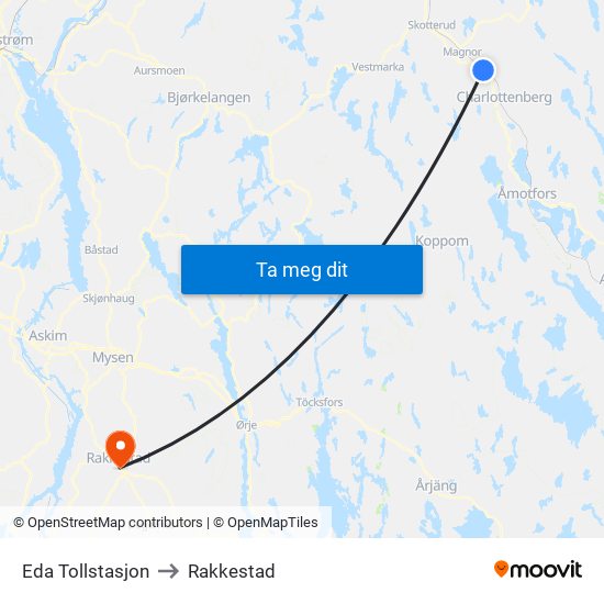 Eda Tollstasjon to Rakkestad map