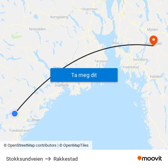 Stokksundveien to Rakkestad map