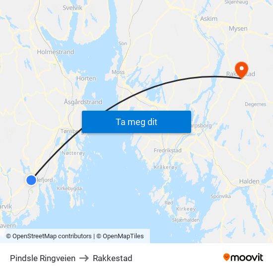 Ringveien Nygårdsveien to Rakkestad map