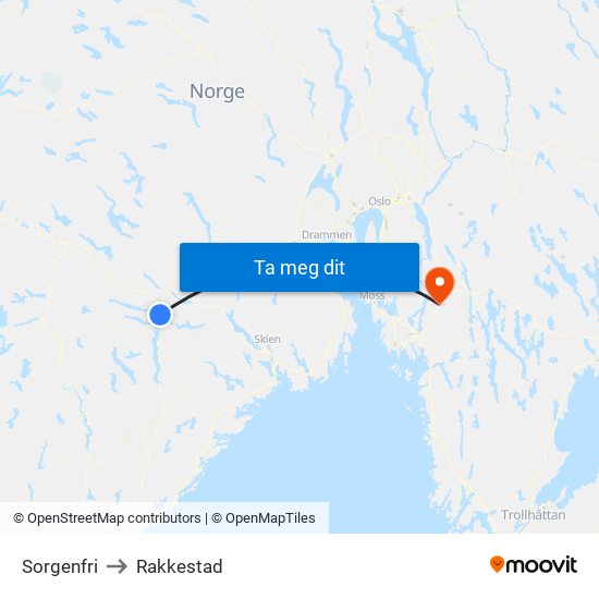 Sorgenfri to Rakkestad map