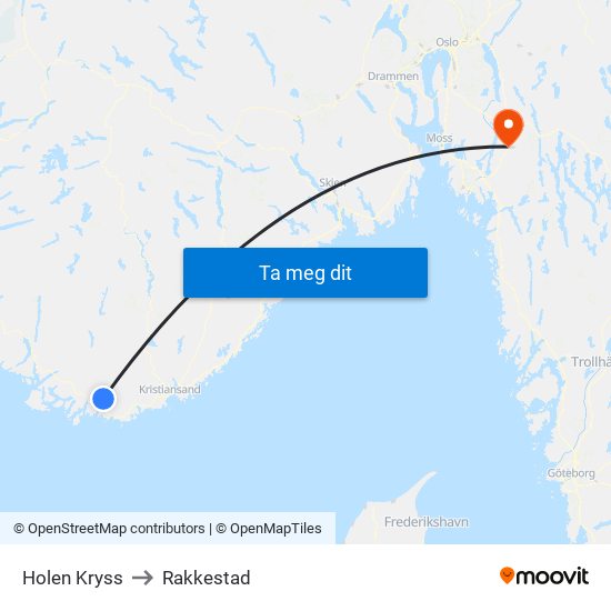 Holen Kryss to Rakkestad map