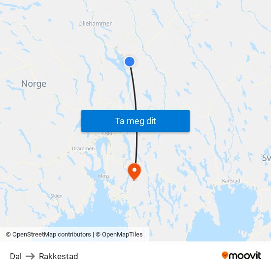 Dal to Rakkestad map