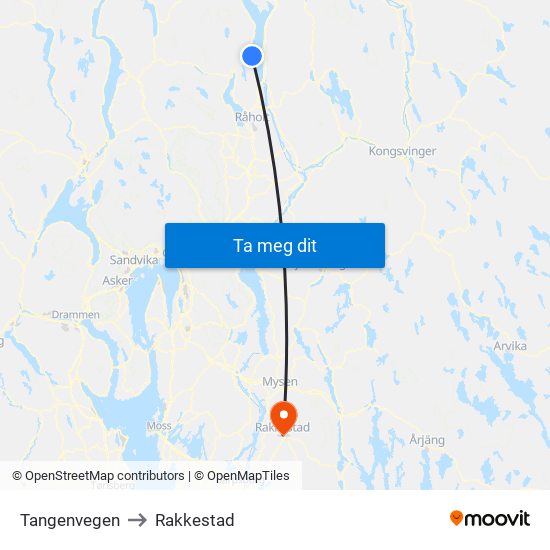 Tangenvegen to Rakkestad map
