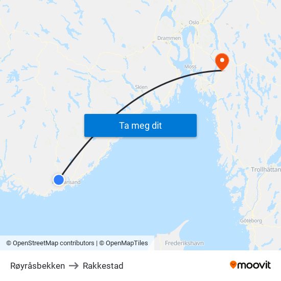 Røyråsbekken to Rakkestad map