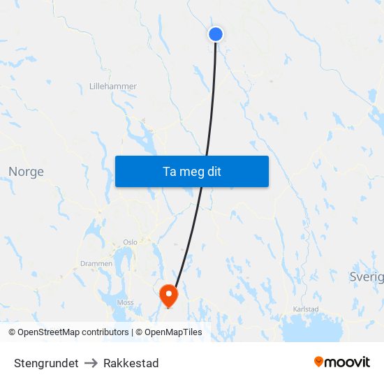 Stengrundet to Rakkestad map