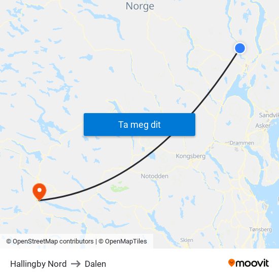 Hallingby Nord to Dalen map