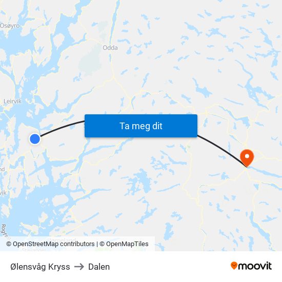 Ølensvåg Kryss to Dalen map