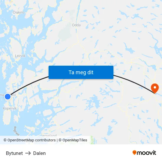 Bytunet to Dalen map