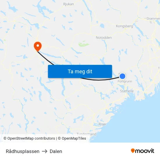 Rådhusplassen to Dalen map
