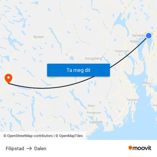 Filipstad to Dalen map