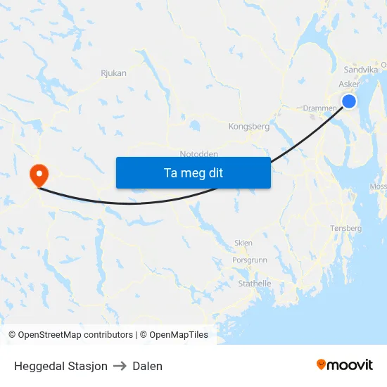 Heggedal Stasjon to Dalen map