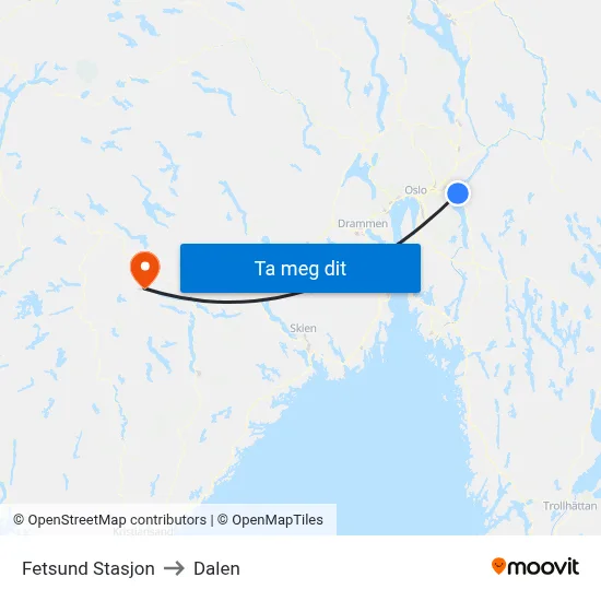 Fetsund Stasjon to Dalen map