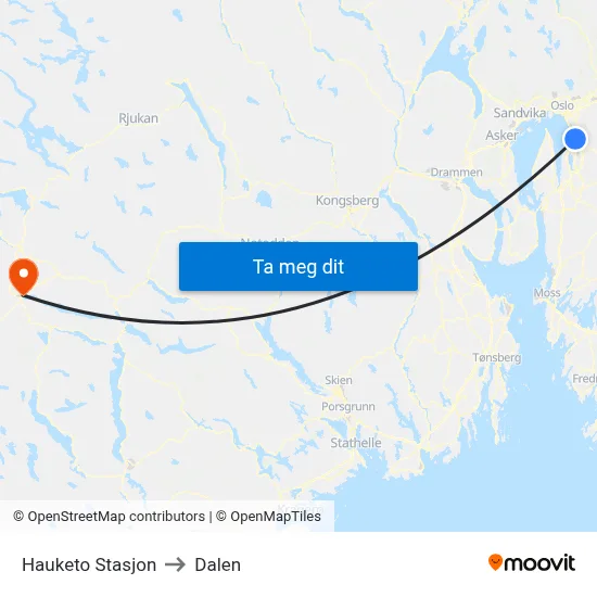 Hauketo Stasjon to Dalen map