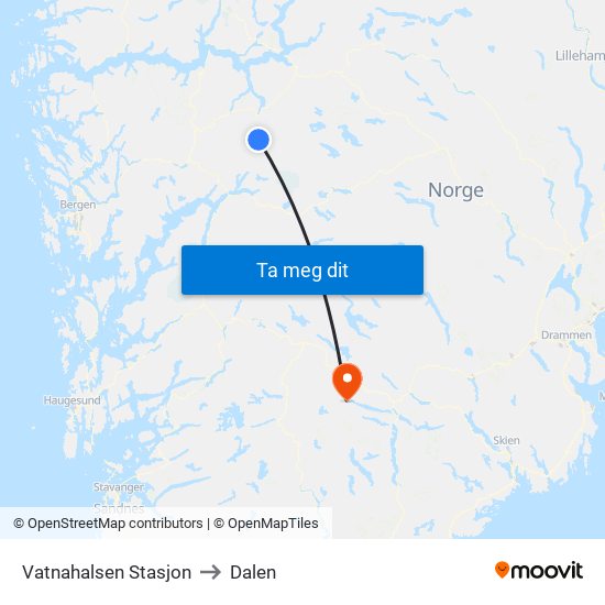 Vatnahalsen Stasjon to Dalen map