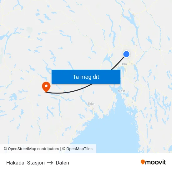 Hakadal Stasjon to Dalen map