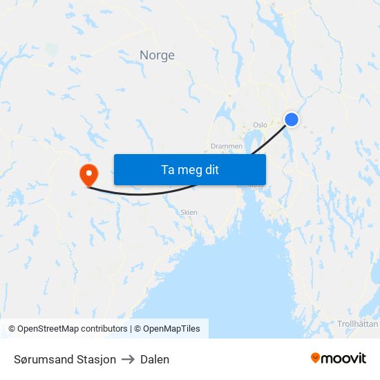 Sørumsand Stasjon to Dalen map