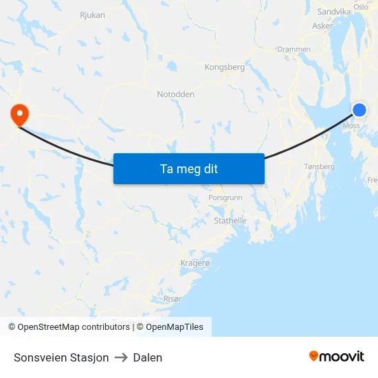 Sonsveien Stasjon to Dalen map