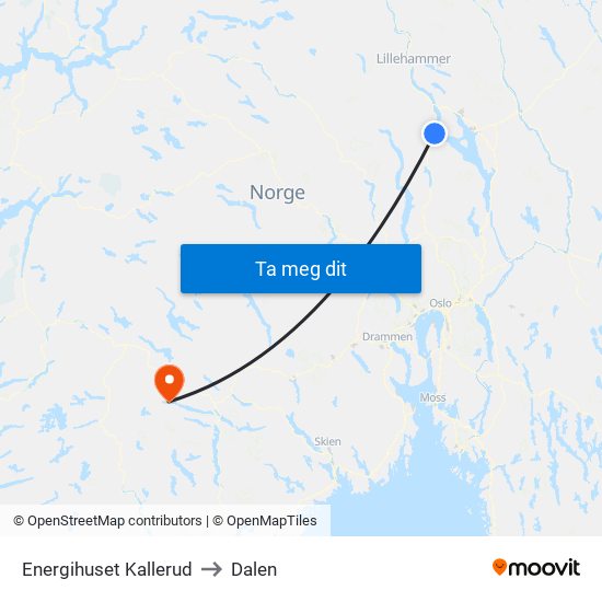 Energihuset Kallerud to Dalen map