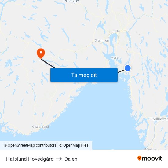 Hafslund Hovedgård to Dalen map