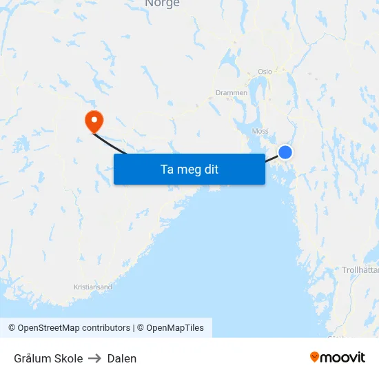 Grålum Skole to Dalen map
