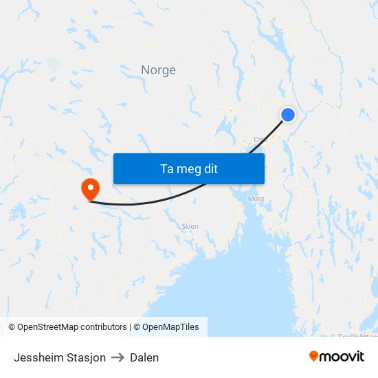 Jessheim Stasjon to Dalen map